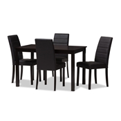 Baxton Studio Lorelle Modern and Contemporary Brown Faux Leather Upholstered 5-Piece Dining Set